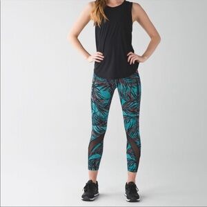 Lululemon- Inspire Crop II In Palm Lace Tofino Teal Multi- 4